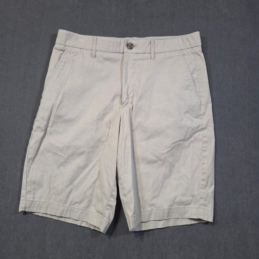 Marc Anthony Chino Shorts Mens 32W Tan Stretch Micro Texture Casual